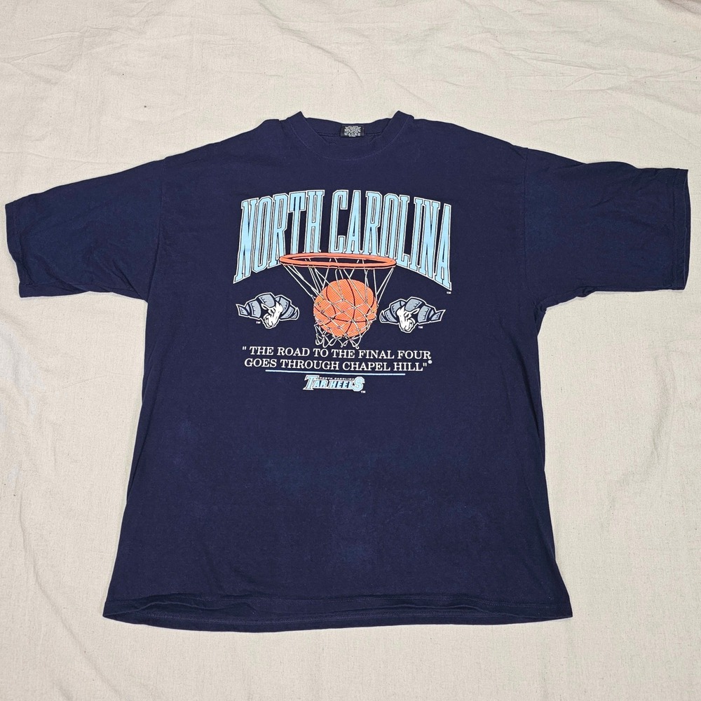 Galt Sand North Carolina Tar Heels Basketball T-Shirt Navy Blue Mens XL Vintage